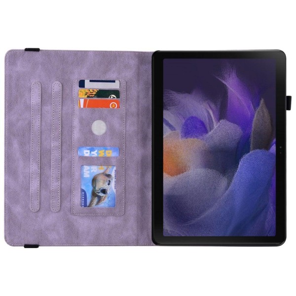 Samsung Galaxy Tab A8 10.5 (2021) kukka jälki PU nahkainen flip tapauksessa - Violetti Purple