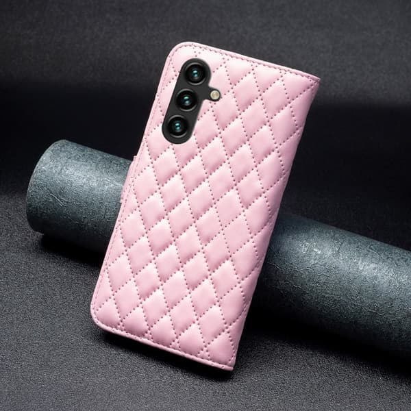 Rombemønster, matt flip-deksel for Samsung Galaxy A16 - Rosa Pink