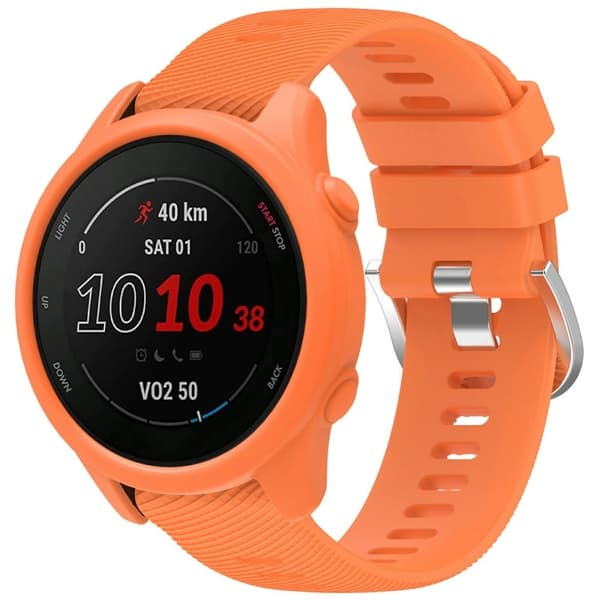 Garmin Forerunner 255 / Forerunner 265 Silikonarmband med korsad textur och klockfodral - Orange Orange