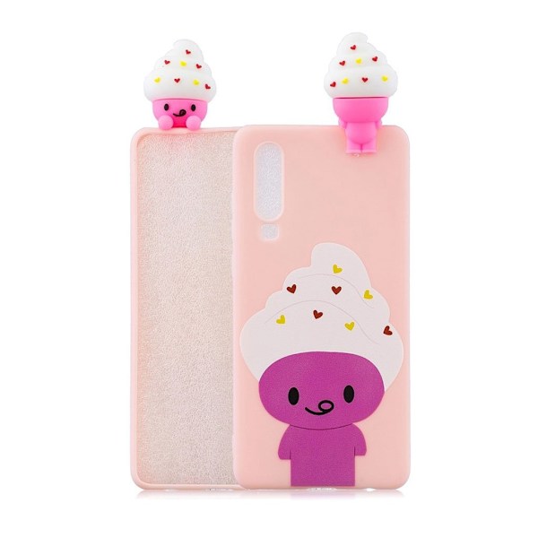 Huawei P30 3D sødt dukke mønstret etui - Tegneserie Dyr Multicolor