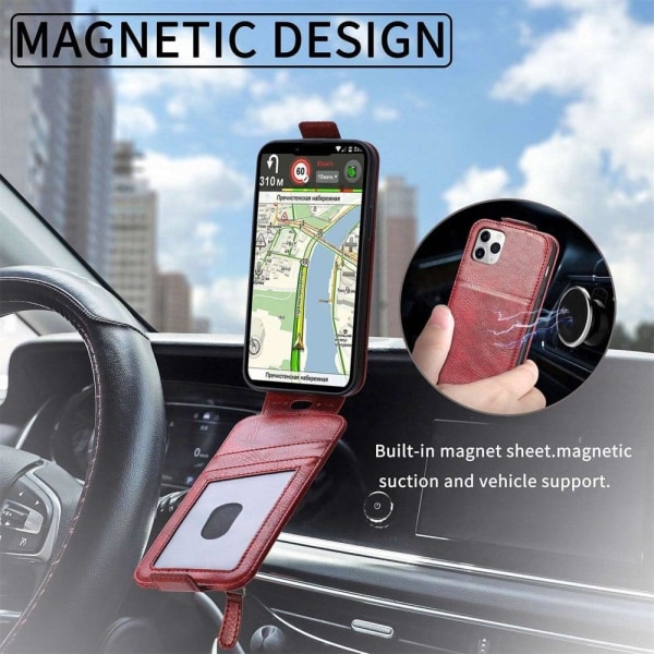 Vertical Flip Phone Suojakotelo With Zipper For iPhone 11 Pro Max - Punainen Red