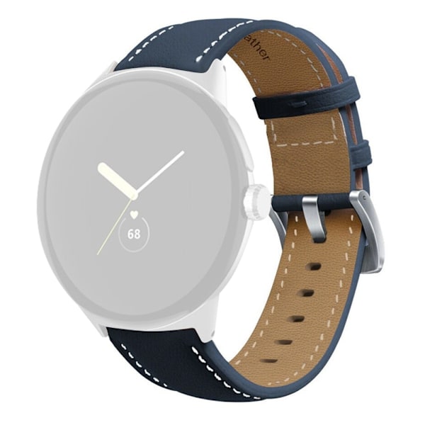 Google Pixel Watch klockarmband i äkta läder - Blå Blå