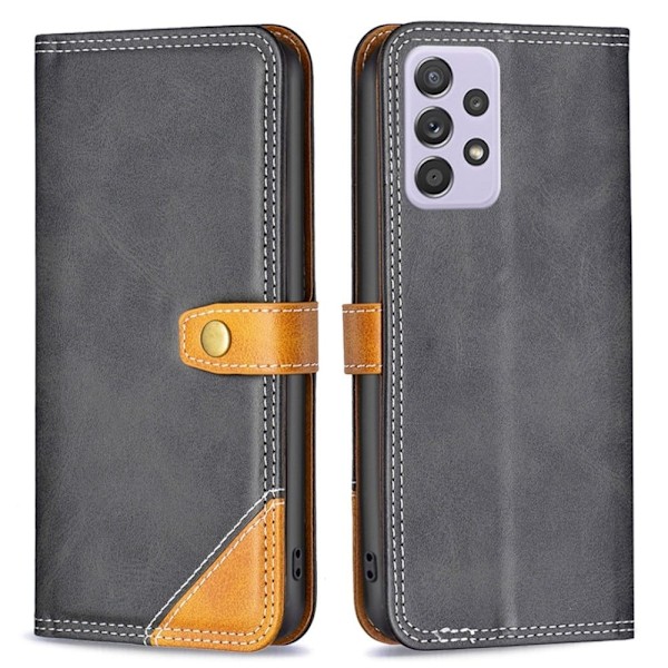 BINFEN tvåfärgat läder Samsung Galaxy A52s 5G / Samsung Galaxy A52 5G / Samsung Galaxy A52 fodral - Svart Svart
