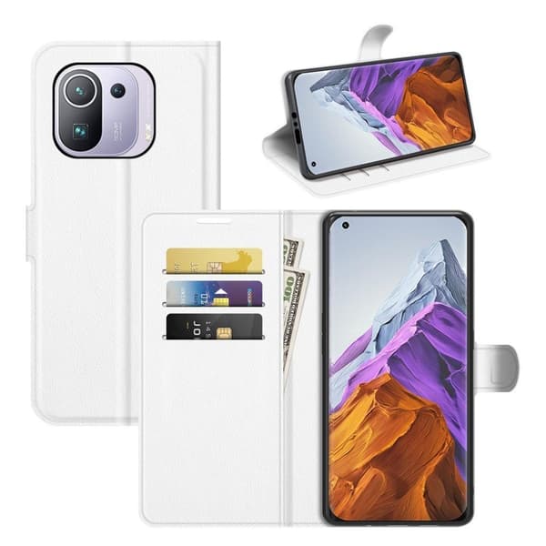 Classic Xiaomi Mi 11 Pro flip kuoret - Valkoinen White