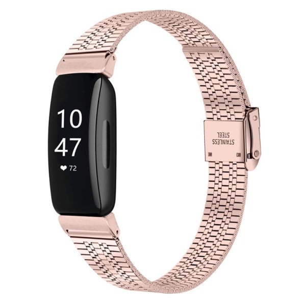 Fitbit Inspire 2 / Inspire 5 urrem med perler i rustfrit stål - Lyserød Guld Pink