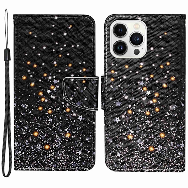 Wonderland iPhone 14 Pro Max flip etui - Knuste Stjerner Black