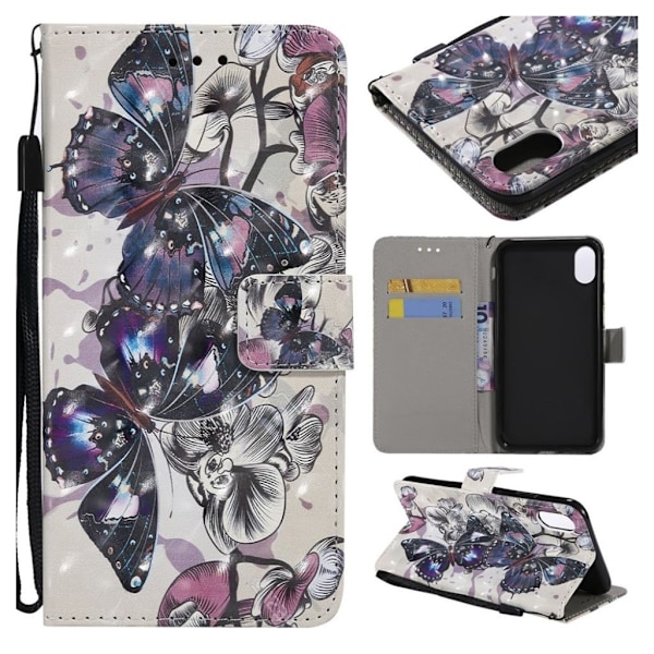 Butterfly läder iPhone Xs Max fodral - Flerfärgad multifärg