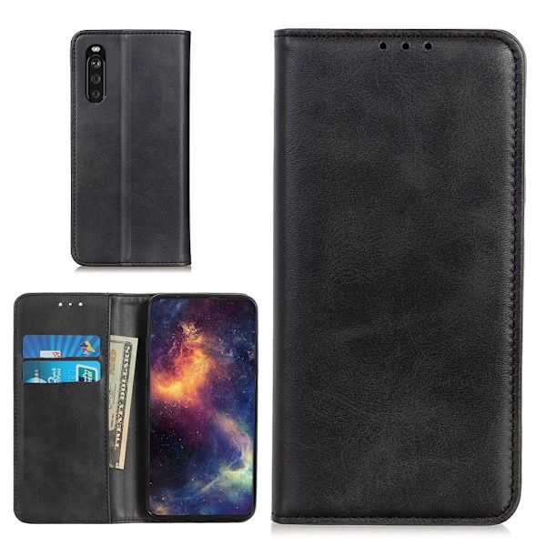 Äkta läder Sony Xperia 10 III fodral - Svart Svart
