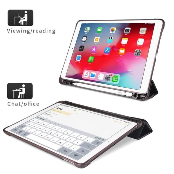 iPad 10.2 (2019) origami nahkakotelo - Musta Black