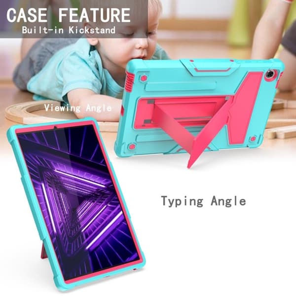 Lenovo Tab M10 FHD Plus silikoneetui - Cyan / Rød Multicolor