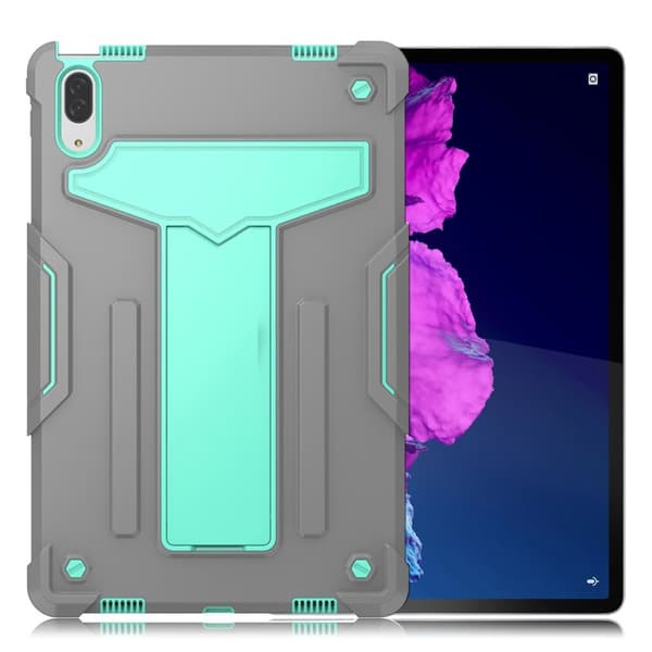 Lenovo Tab P11 Pro T-formet silikonveske med kickstand - Grå / Cyan Silver grey