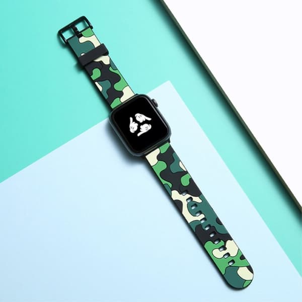 Apple Watch (45mm) cool camouflage silikone urrem - Camouflage Grøn Green