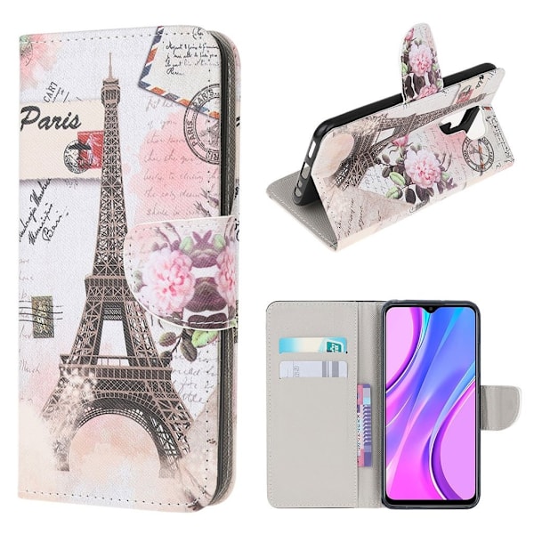 Wonderland Xiaomi Redmi 9 Läppäkotelo - Eiffel Tower Multicolor