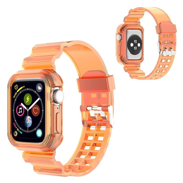 Apple Watch Series 6 / 5 40mm silikone framed rem - transparent orange Orange