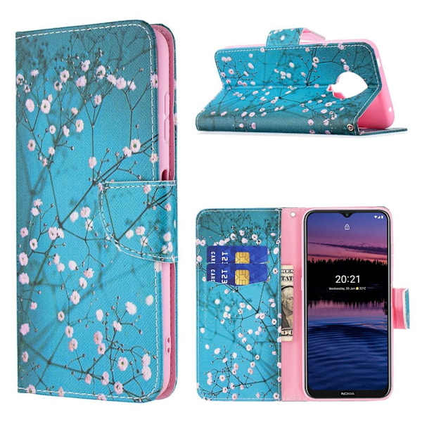 Wonderland Nokia G20 Flip etui - Træ med blomster Blue