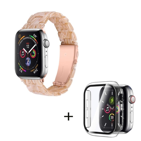 Apple Watch SE 2022 (44mm) klockarmband med 3 pärlor i resin och genomskinligt hölje - Silke Vit Vit