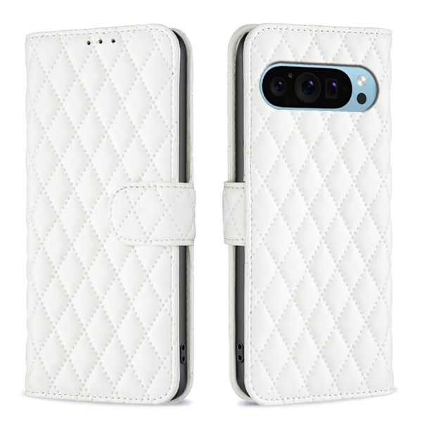 Matt Google Pixel 9 fodral med rombmönster - Vit Vit