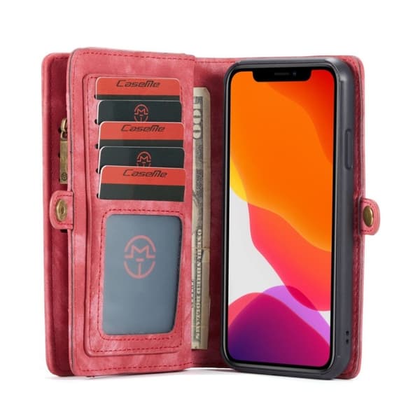 CaseMe iPhone 11 Zipper Wallet Etui - Rød Red