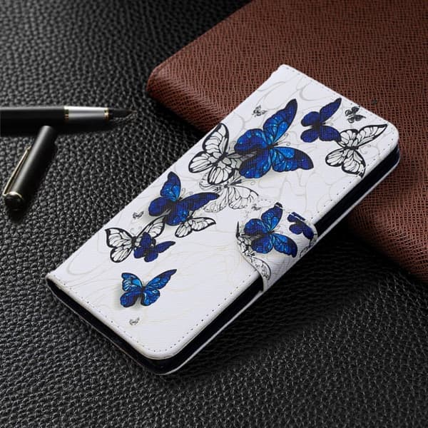 Wonderland Samsung Galaxy Note 20 flip kuoret - Sininen Perhosia Blue