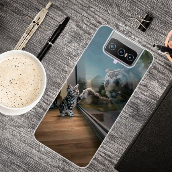 Deco ASUS Zenfone 7 Pro etui - kat og tiger reflektion Multicolor