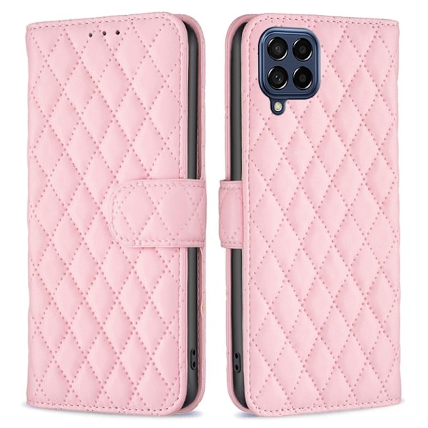 Matt Samsung Galaxy M53 5G fodral med rombmönster - Rosa Rosa