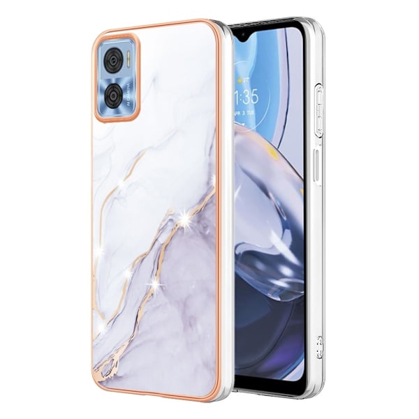Marble Motorola Moto E22 / E22i Suojakotelo - Valkoinen Marble White