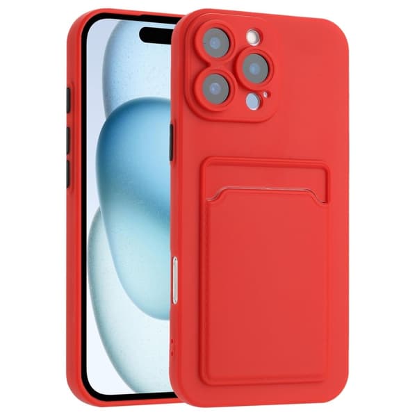 iPhone 16 Pro Max skal med korthållare - Röd Röd