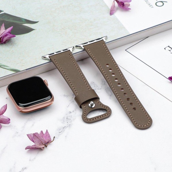 Apple Watch 42mm - 44mm genuine leather watch strap - Coffee Brun