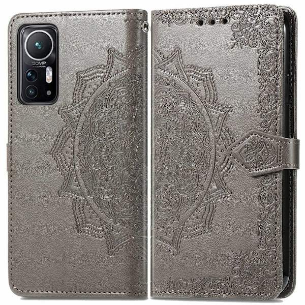 Mandala Xiaomi 12 / 12x Flippetui - Grå Silver grey