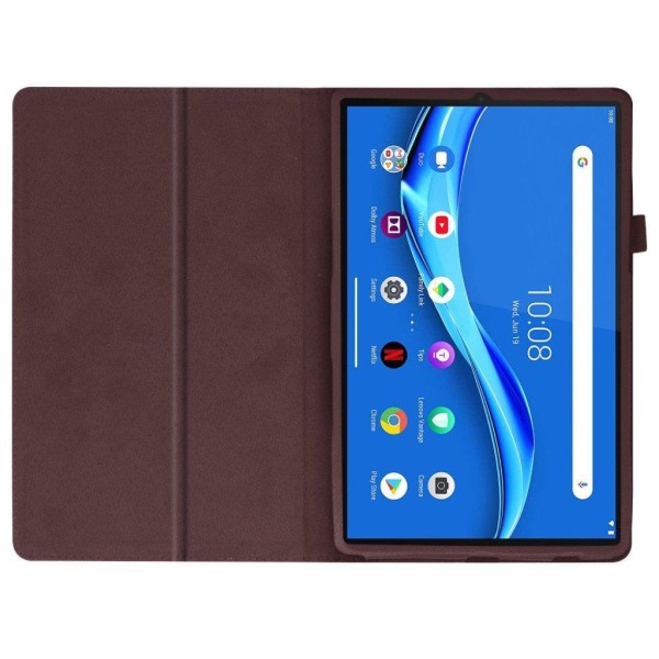 Lenovo Tab M10 FHD Plus litchi-läderfodral - Kaffe Brun