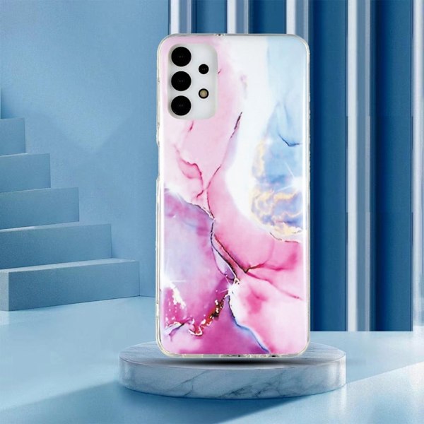 Marble Samsung Galaxy A13 4G Etui - Lyserød / Blå Multicolor