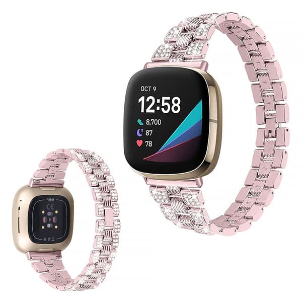 Fitbit Sense / Versa 3 rhinesten décor rem - pink Pink