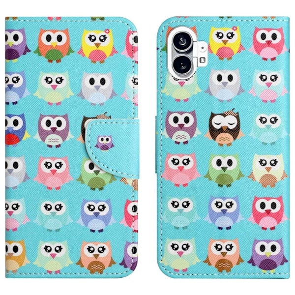 Wonderland Nothing Phone (1) Flip Etui - Søde Ugler Multicolor