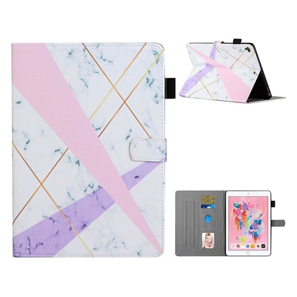 iPad (2018) pattern leather flip case - Pink and Purple White