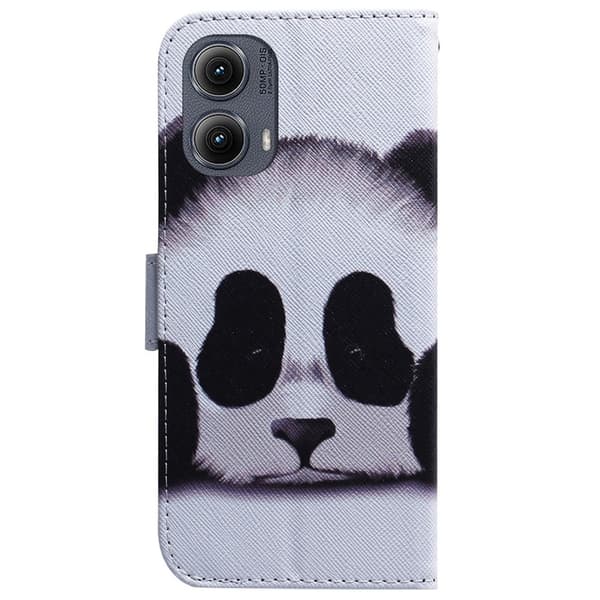 Motorola Edge (2024) 5G plånboksfodral mönster tryck läder telefonskal - Panda Vit