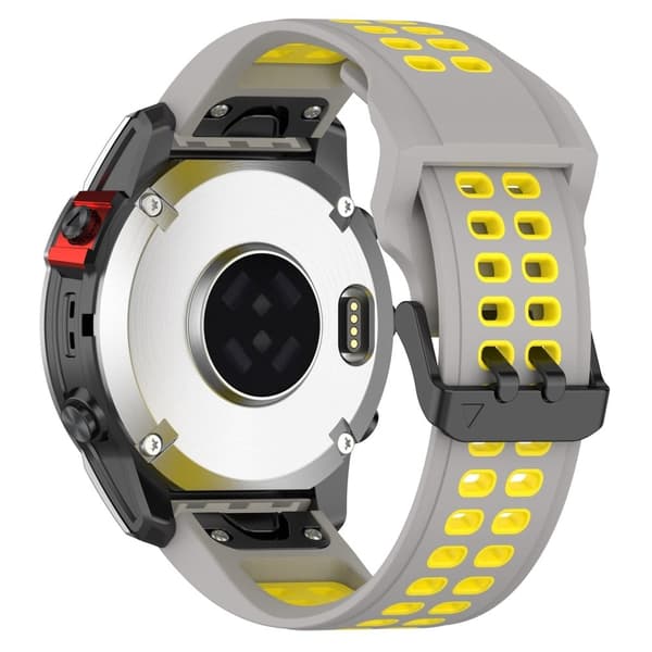 26mm kaksivärinen kellohihna Garmin-kelloon - Harmaa / Keltainen Silver grey