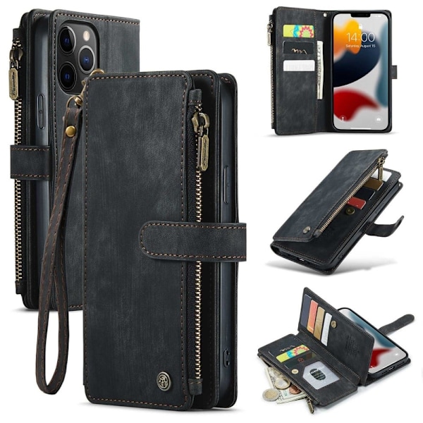 CaseMe iPhone 12 Pro Max etui med lynlås og pung - Sort Black