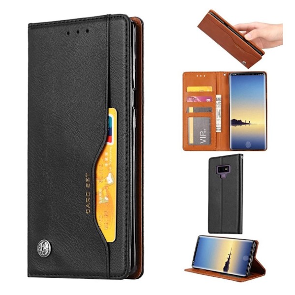 Samsung Galaxy Note9 Synteetti Nahkainen Automaattinen magneetti Lukitus Lompakko Suoja Kotelo - Musta Black