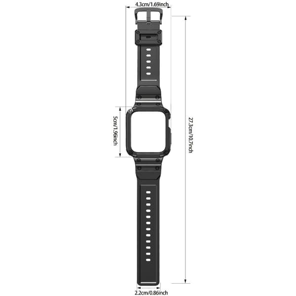Apple Watch Series 10 46mm Flexible One-Piece Solid Color Watchband with Protective Case - Starlight Black
