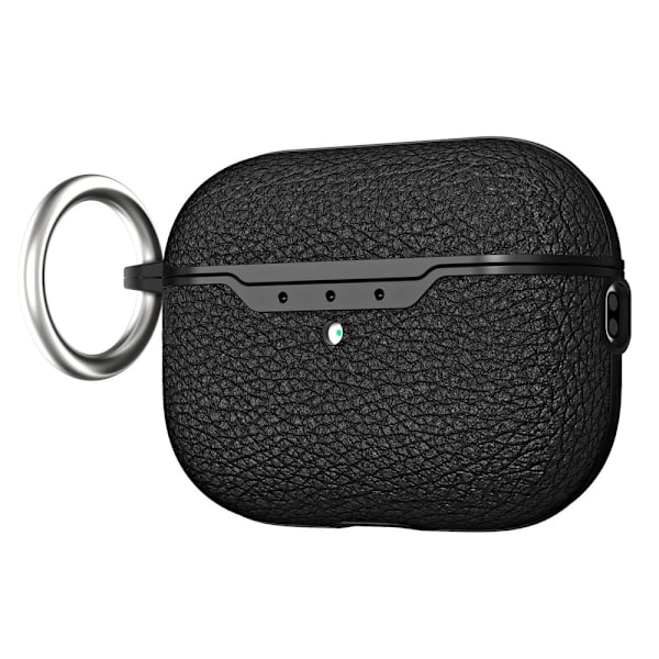 AirPods Pro 2 etui med litchi-tekstur og spænde - Sort Black
