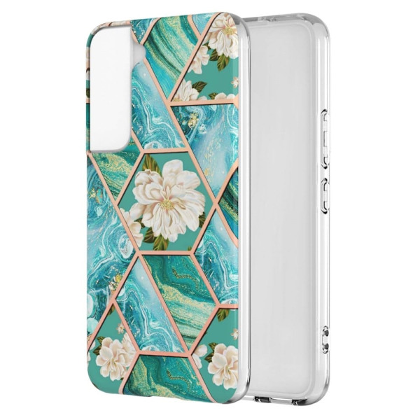 Marble Samsung Galaxy S22 Plus Etui - Blåe Blomster Blue