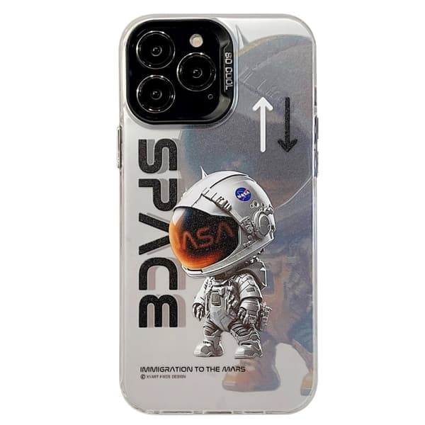 Grön Panda Astronaut iPhone 15 Pro Max Fodral Silvergrå