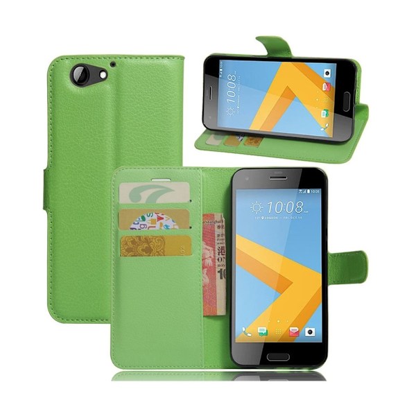 HTC A9s stilfuldt læder-etui m. kortholder - Grøn Green