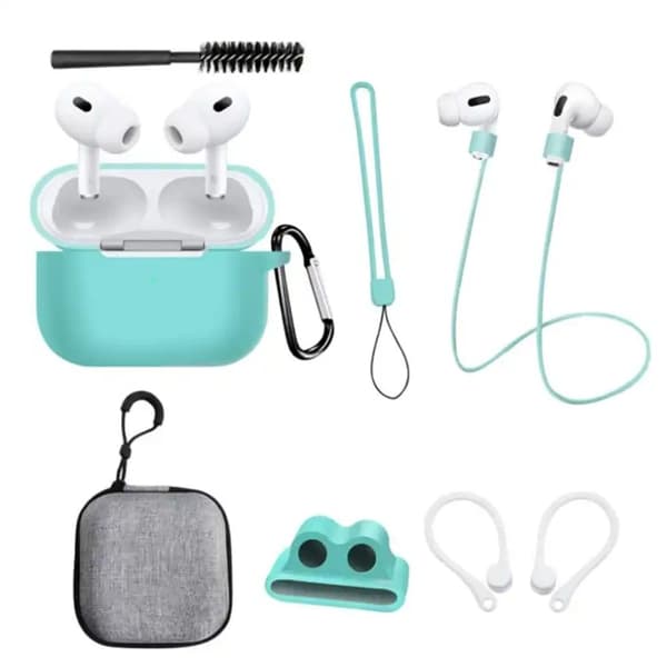 AirPods Pro 2 silikone cover med opbevaringspose og tilbehør - Mint Grøn Green