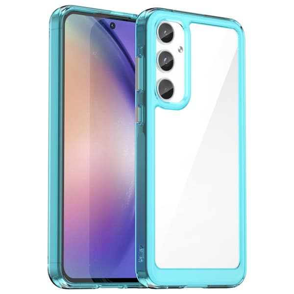 Samsung Galaxy A55 älykäs akryylikansi - Läpinäkyvä Sininen Blue