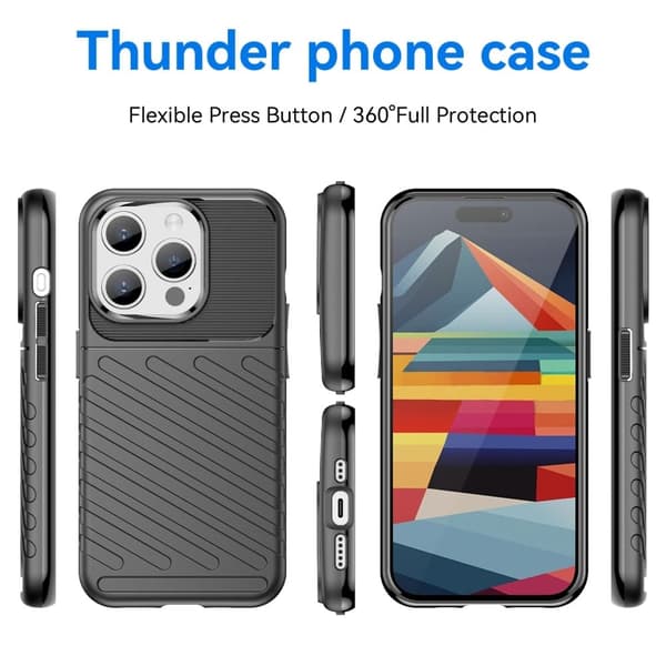 Thunder iPhone 15 Pro Max Suojakotelo - Musta Black