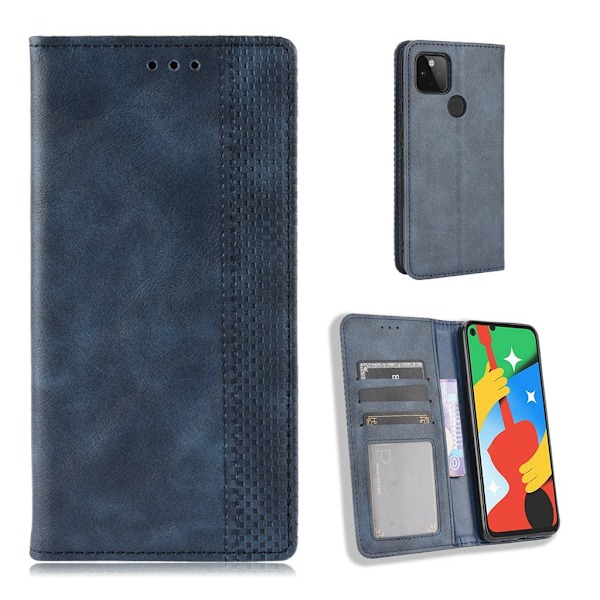 Bofink Vintage Google Pixel 4a 5g Læder Etui - Blå Blue