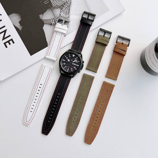 22 mm Universal klockarmband i äkta läder - Svart Svart