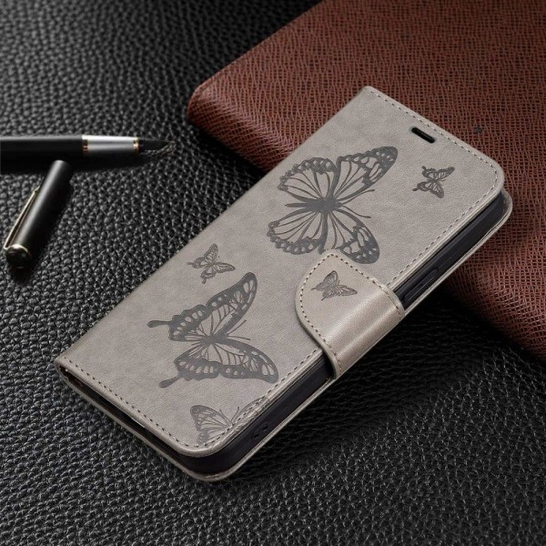 Butterfly läder Samsung Galaxy S23 Plus fodral - Silver/Grå Silvergrå