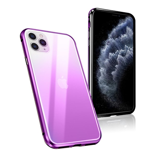 R-JUST RJC-11 Alu/Glasfodral - iPhone 11 Pro - Svart + Lila Lila